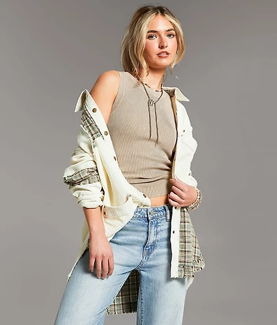 Pieced Plaid Shacket