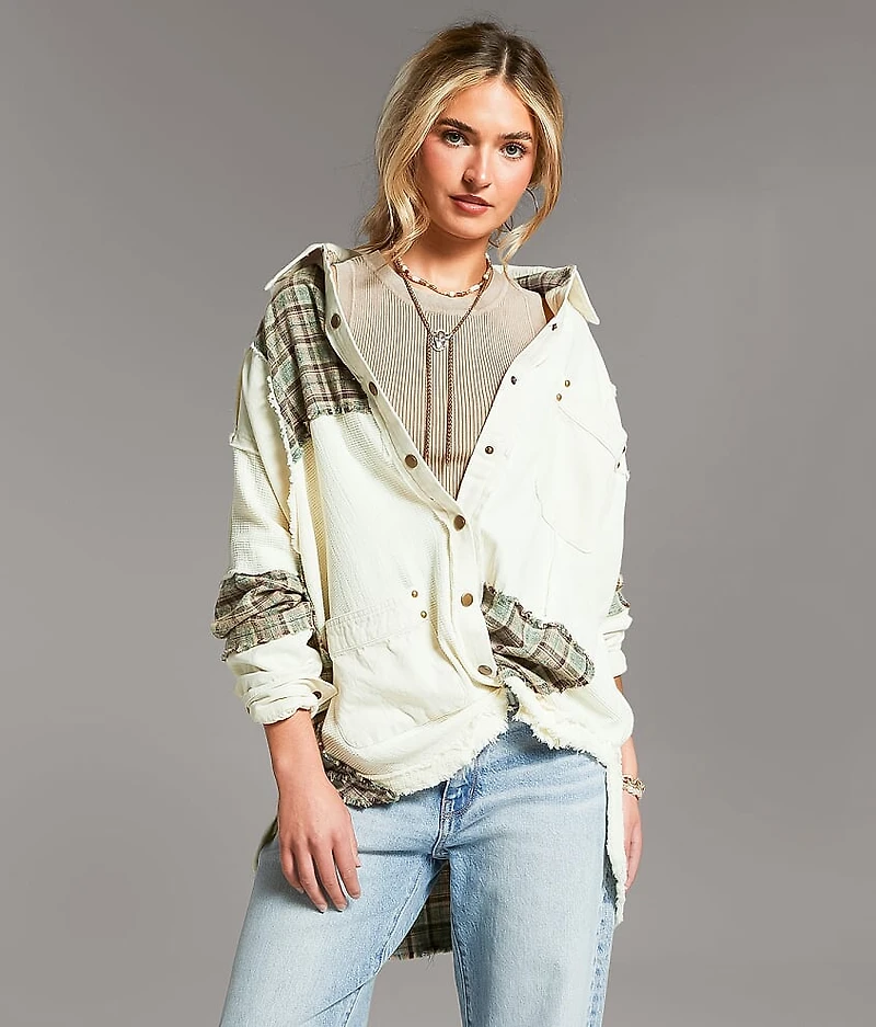 Pieced Plaid Shacket