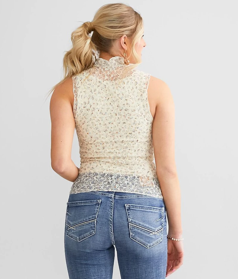 Floral Lace Cropped Tank Top