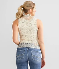 Floral Lace Cropped Tank Top