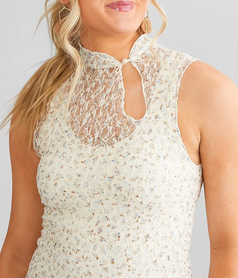 Floral Lace Cropped Tank Top