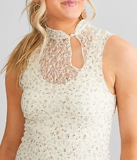 Floral Lace Cropped Tank Top