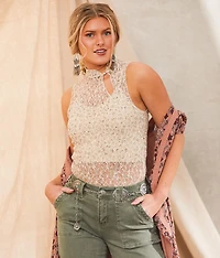 Floral Lace Cropped Tank Top