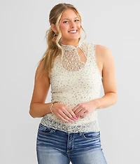 Floral Lace Cropped Tank Top