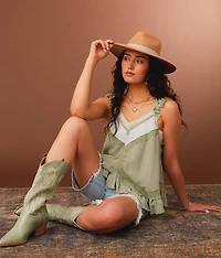 Ruffled Eyelet Trim Tank Top