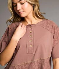 Pieced Lace Oversized Henley