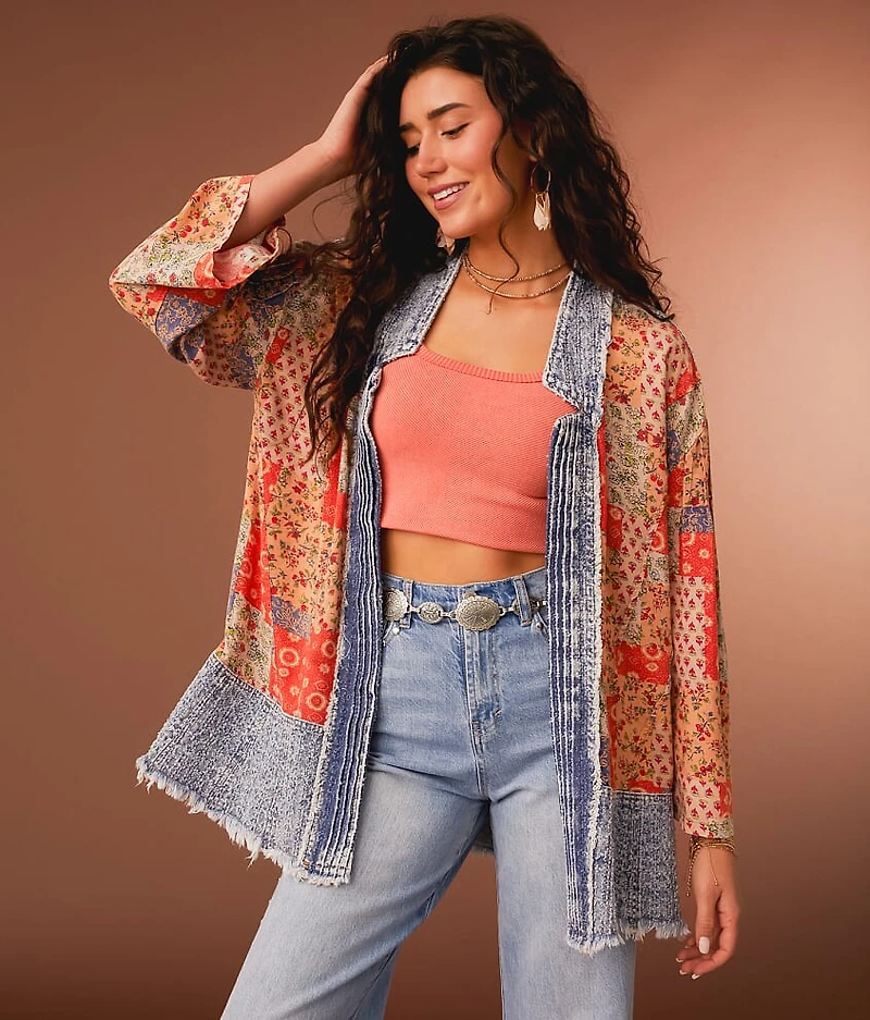 Mixed Print Kimono