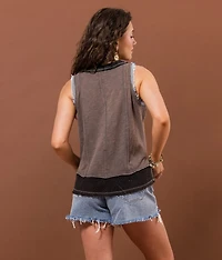 Pieced Henley Tank Top