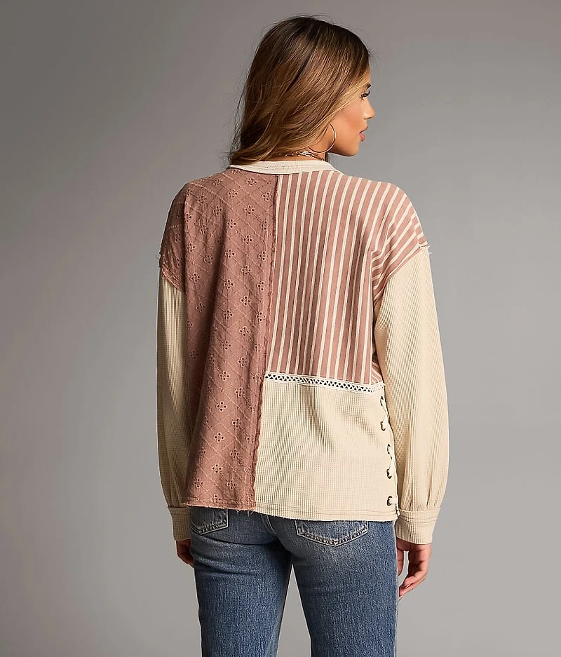 Eyelet Striped Top