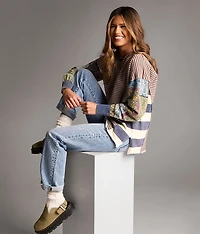 Mixed Stripe Oversized Pullover