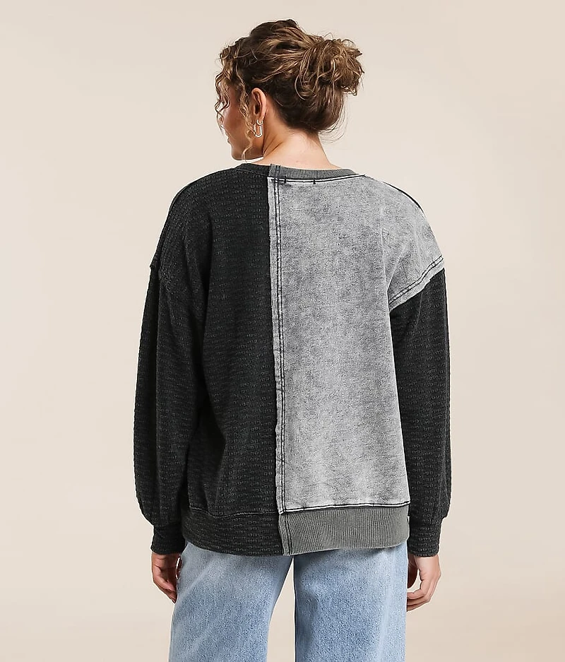 Pieced Raw Edge Oversized Pullover