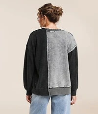 Pieced Raw Edge Oversized Pullover