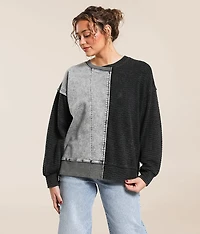 Pieced Raw Edge Oversized Pullover