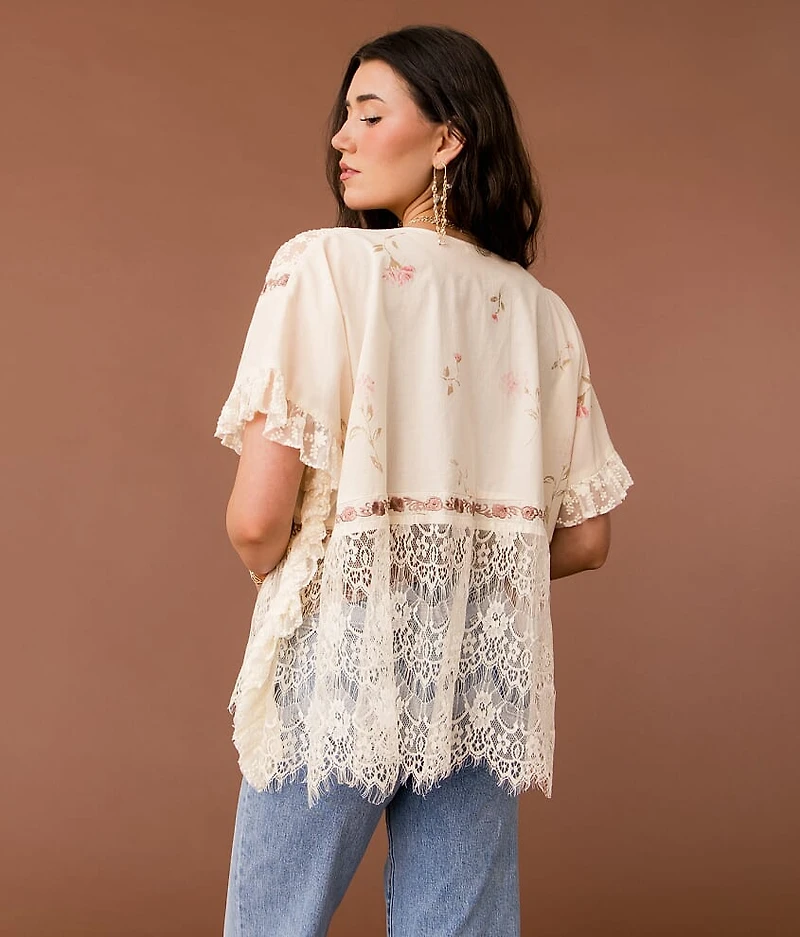 Pieced Eyelash Lace Kimono