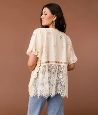 Pieced Eyelash Lace Kimono