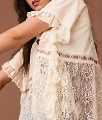 Pieced Eyelash Lace Kimono