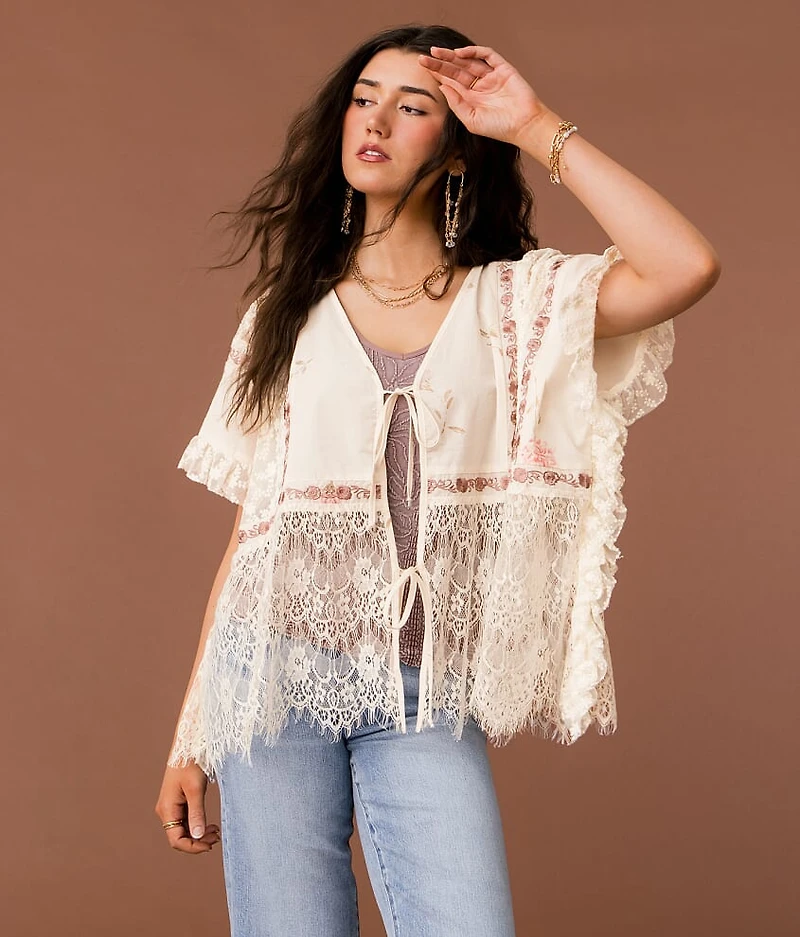 Pieced Eyelash Lace Kimono