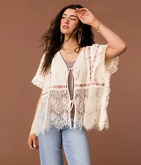 Pieced Eyelash Lace Kimono