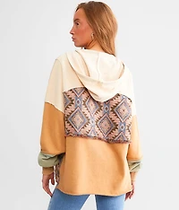 Pieced Knit Hooded Sweatshirt