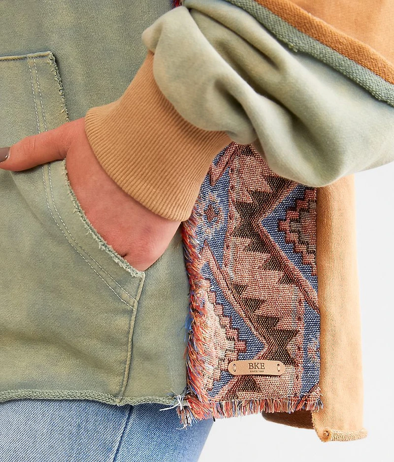 Pieced Knit Hooded Sweatshirt