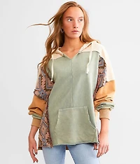 Pieced Knit Hooded Sweatshirt