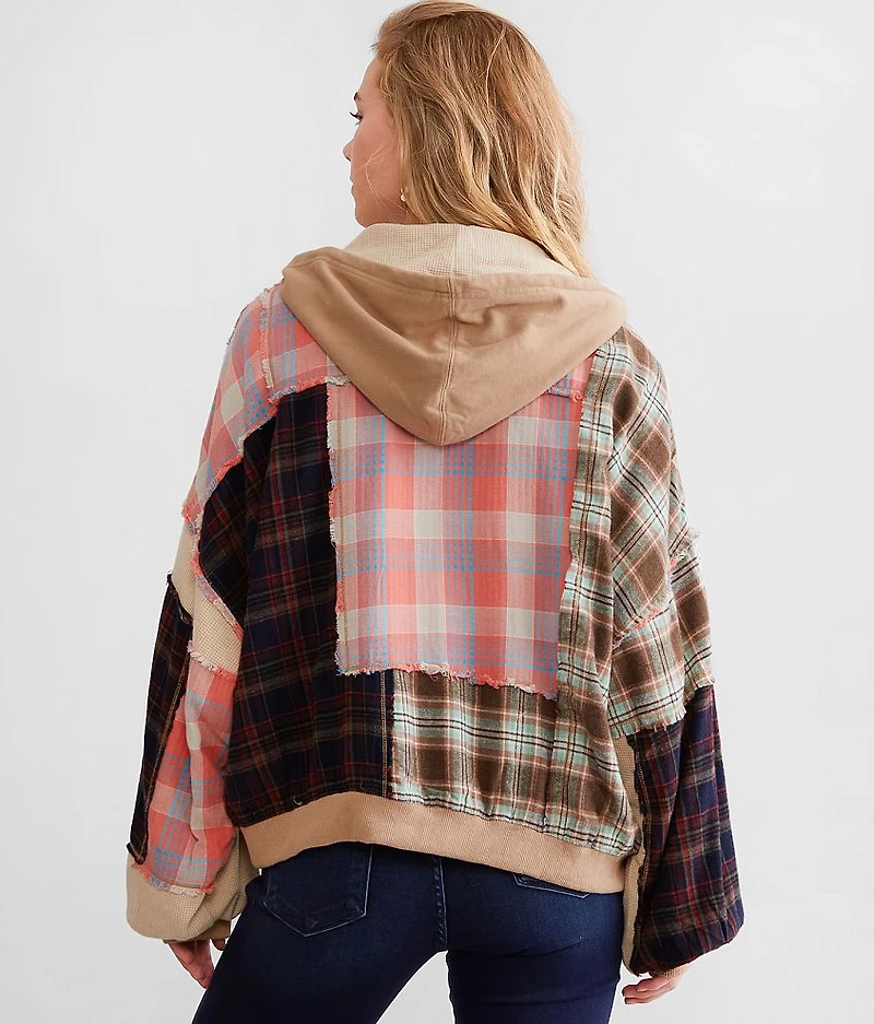Pieced Plaid Oversized Jacket