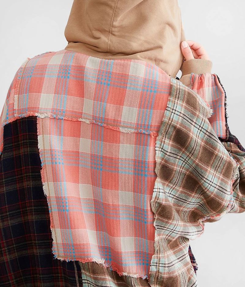 Pieced Plaid Oversized Jacket