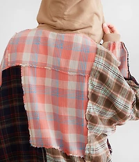Pieced Plaid Oversized Jacket