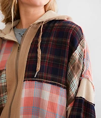 Pieced Plaid Oversized Jacket