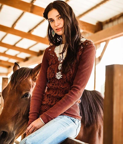 Washed V-Neck Top