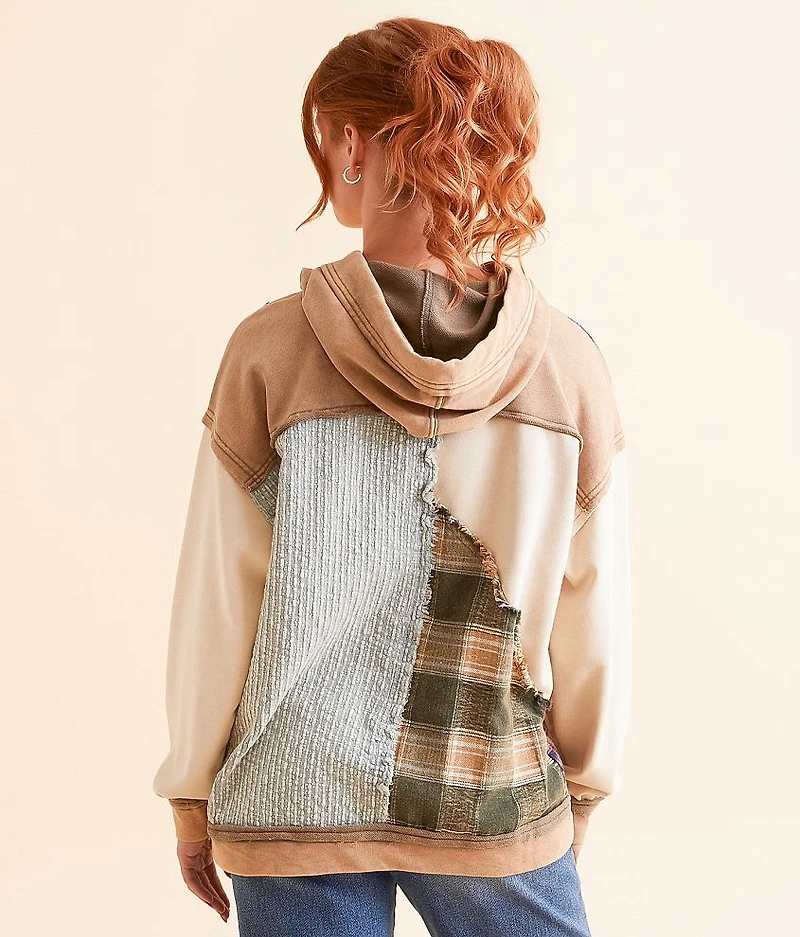 Pieced Plaid Hoodie
