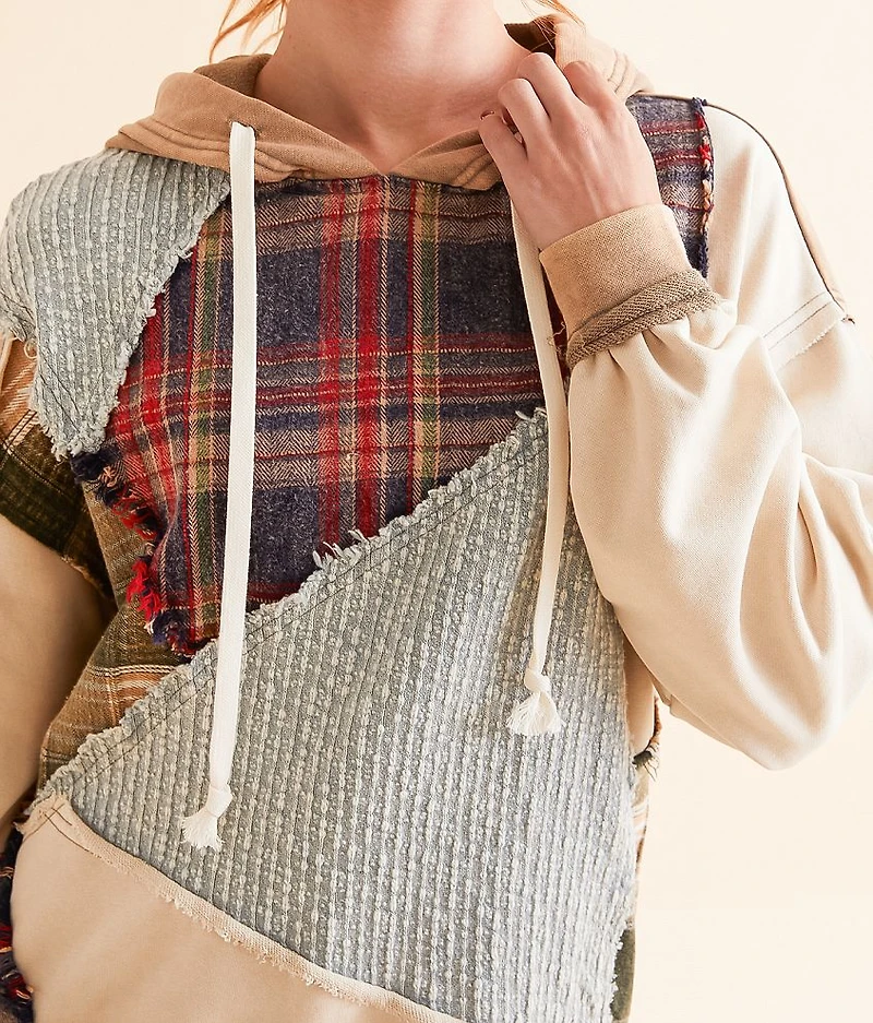Pieced Plaid Hoodie