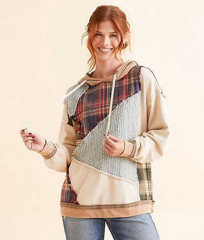 Pieced Plaid Hoodie