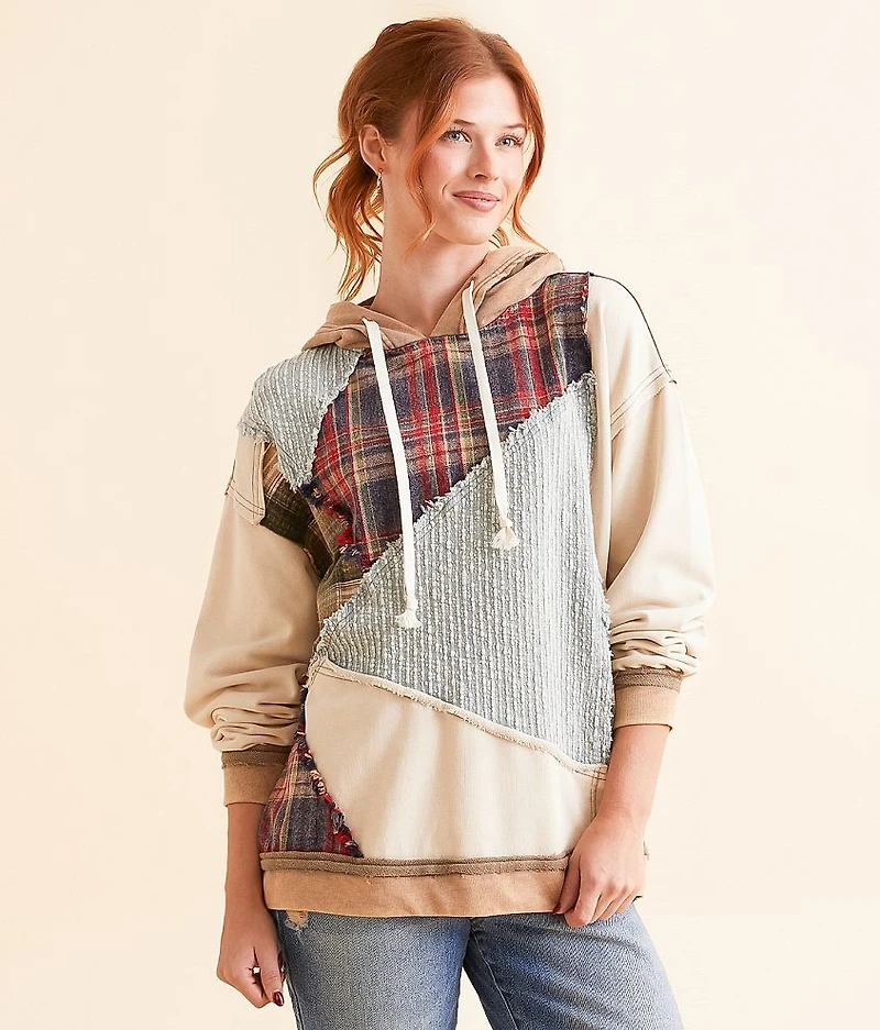 Pieced Plaid Hoodie