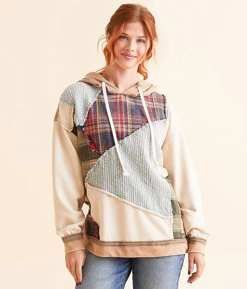 Pieced Plaid Hoodie