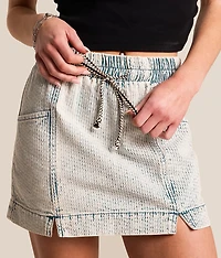 Textured Denim Mini Skirt