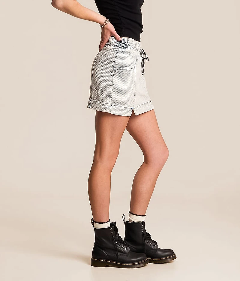 Textured Denim Mini Skirt