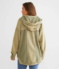 Pieced Crochet Hooded Shacket