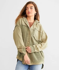 Pieced Crochet Hooded Shacket