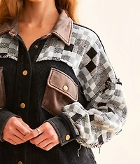 Pieced Waffle Knit Oversized Shacket