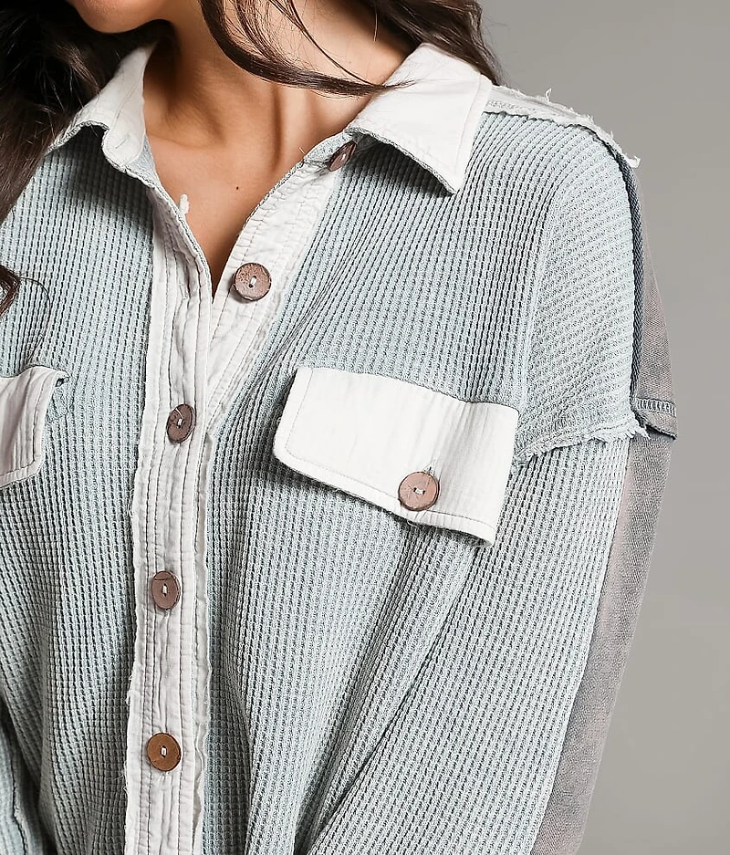 Washed Waffle Knit Shirt
