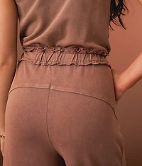 Washed Crochet Inset Wide Leg Jumpsuit