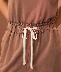 Washed Crochet Inset Wide Leg Jumpsuit