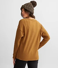 Textured Knit Henley Top