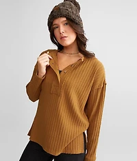 Textured Knit Henley Top
