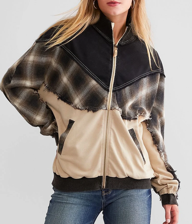 Pieced Plaid Jacket
