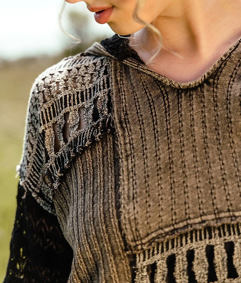 Pieced Knit Hoodie