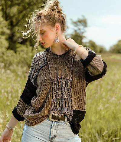 Pieced Knit Hoodie