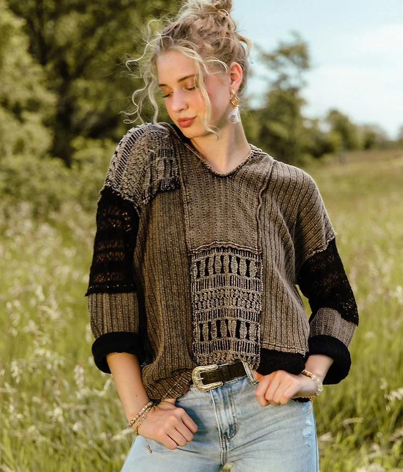 Pieced Knit Hoodie