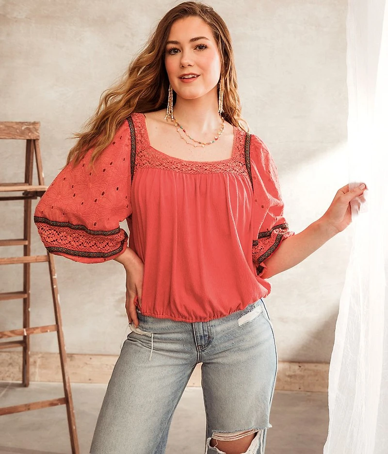 Square Neck Crochet Top